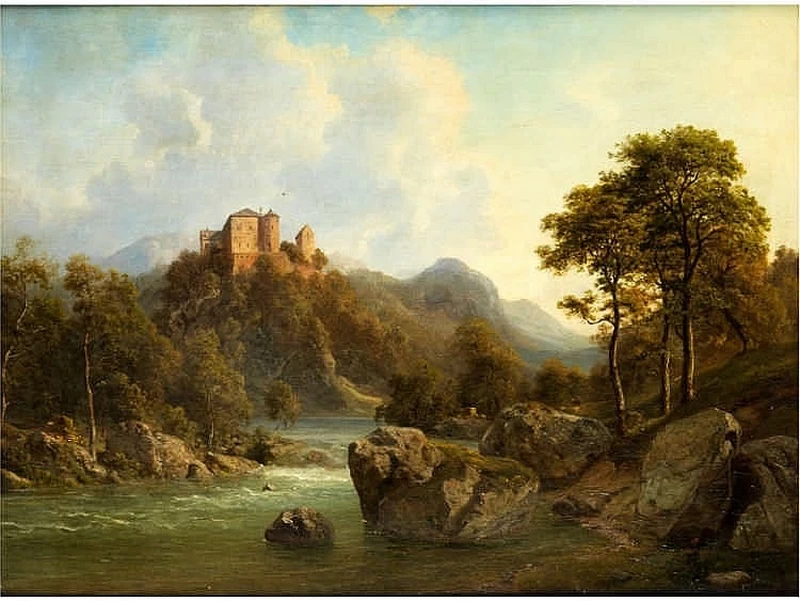 Paesaggio con fiume e castello